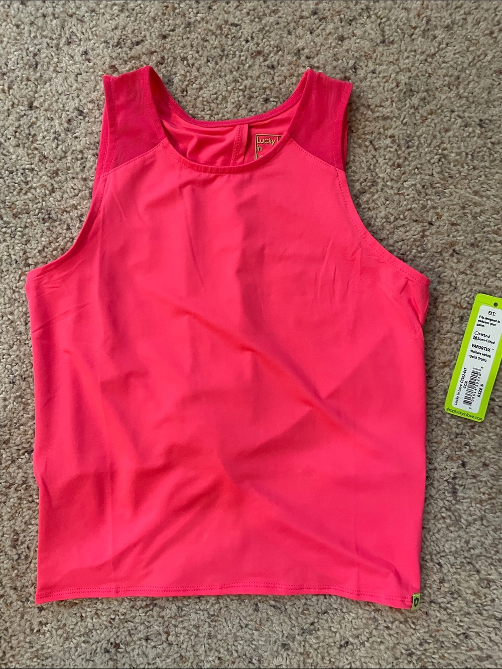 Lucky in Love Neon Pink 50 Freedom Cropped Athletic Tank